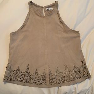 Parker Suede Leather Laser-Cut Top